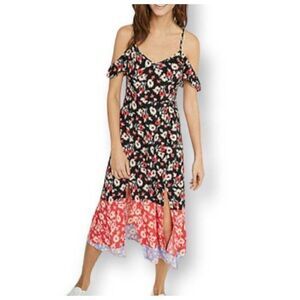 Express Floral Maxi Dress - Black and Red